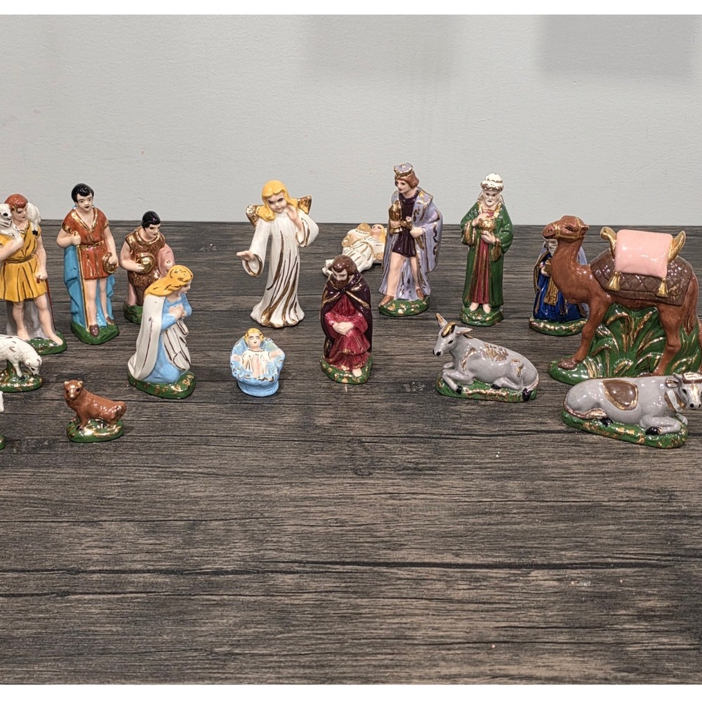 Vintage Ceramic Holland Mold 1956 Nativity Set 16‎ Piece Christmas Religious
